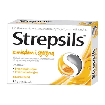 Strepsils z miodem i cytryną pastylki 24 szt [RECKITT BENCKISER] - RECKITT BENCKISER
