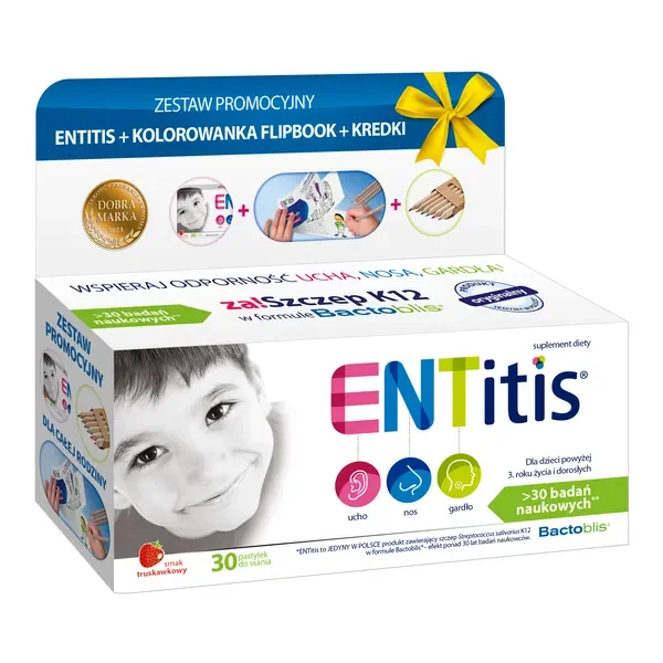 Streptococcus salivarius K12 + Witamina D 30 pastylek [ENTitis] - ENTitis