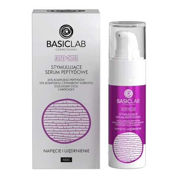 Stymulujące serum peptydowe do twarzy na noc Napięcie i Ujędrnienie 30ml [BasicLab] - BasicLab