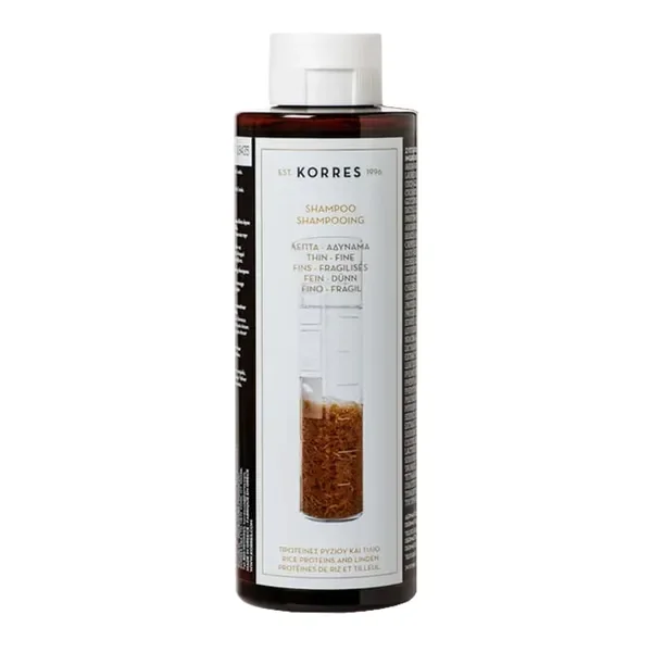 Szampon z proteinami ryżu i wyciągiem z lipy do cienkich włosów 250ml [Korres] - Korres