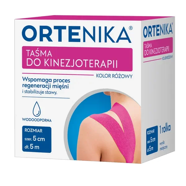 Taśma do kinezjoterapii 5 cm x 5 m różowa [Ortenika] - Ortenika