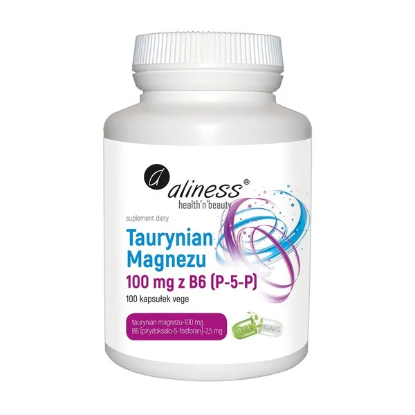 Taurynian Magnezu 100 mg B6 (P-5-P) 100 kapsułek [Aliness] - Aliness Health'N'Beauty