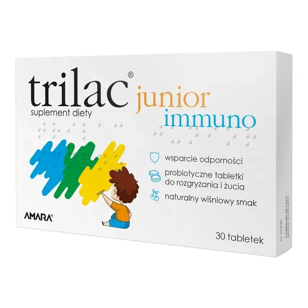 Trilac Junior Immuno Probiotyk z witaminą C i D 30 tabletek [Trilac] - Trilac