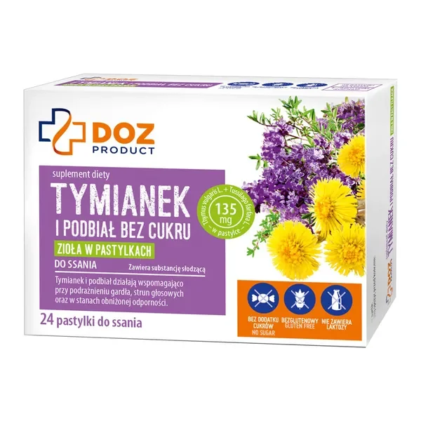 Tymianek i podbiał pastylki do ssania bez cukru 24 szt. [DOZ PRODUCT] - DOZ PRODUCT