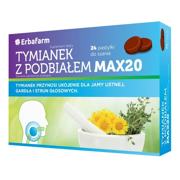 Tymianek z Podbiałem MAX20 pastylki 24 szt. [Erbafarm] - Erbafarm