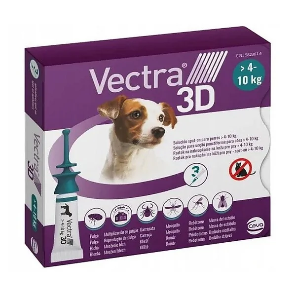 Vectra 3D Roztwór dla psów 4-10 kg, pipety 3 szt. - Vectra