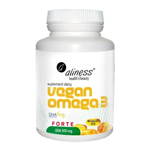 Vegan Omega 3 Forte DHA 500 mg 60 kapsułek [Aliness] - Aliness Health'N'Beauty