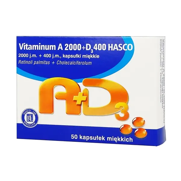 Vitaminum A+D3 2000 j.m. + 400 j.m. 50 kapsułek [HASCO] - HASCO -- Lek S. A.