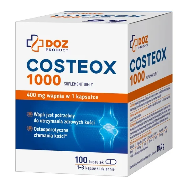 Wapń 1000 mg 100 kapsułek [DOZ PRODUCT] - DOZ PRODUCT