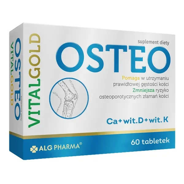 Wapń 300mg + Witamina D 25µg + Witamina K 50µg 60 tabletek [Alg Pharma] - Alg Pharma