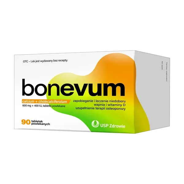 Wapń 600 mg + Witamina D3 400 IU 90 tabletek [Bonevum] - Bonevum