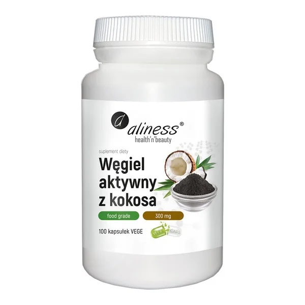 Węgiel aktywny 300 mg 100 kapsułek [Aliness] - Aliness Health'N'Beauty