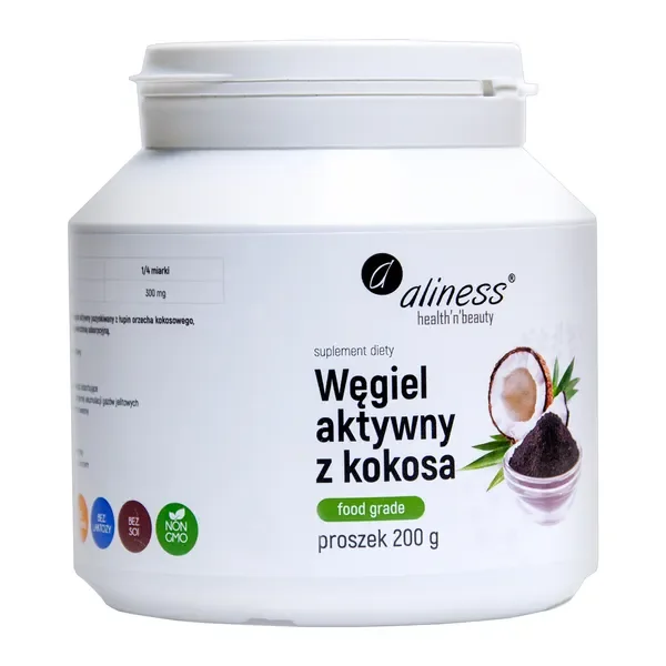Węgiel aktywny z kokosa 300 mg 200 g [Aliness] - Aliness Health'N'Beauty
