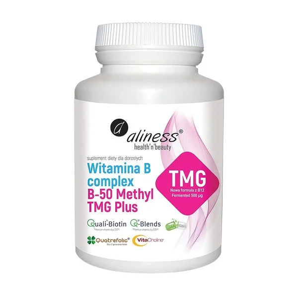 Witamina B complex B-50 Methyl TMG Plus 100 kapsułek [Aliness] - Aliness Health'N'Beauty