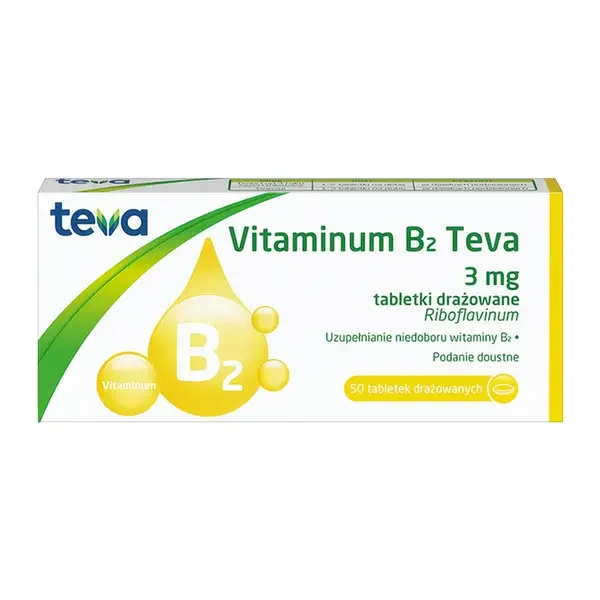 Witamina B2 3 mg 50 tabletek [TEVA] - TEVA PHARMACEUTICALS