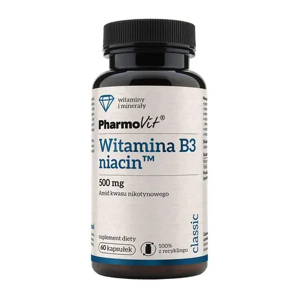 Witamina B3 Niacin 500 mg 60 kapsułek [Pharmovit] - Pharmovit