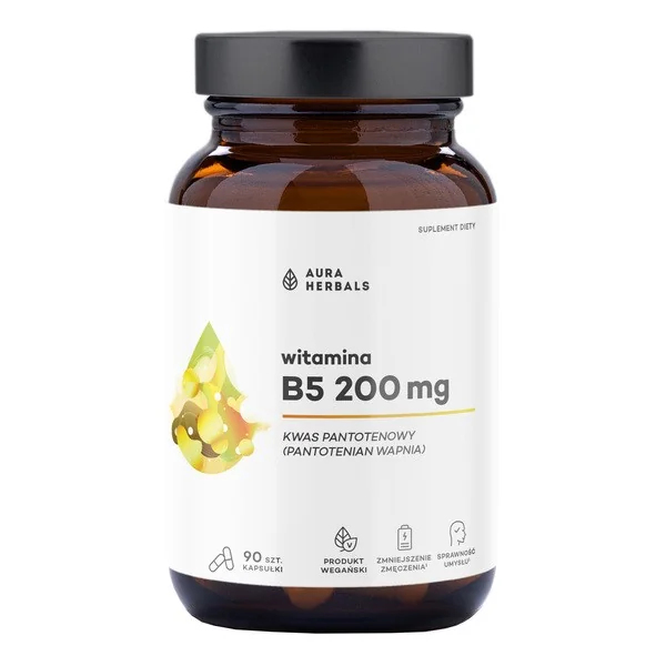 Witamina B5 200 mg 90 kapsułek [Aura Herbals] - Aura Herbals