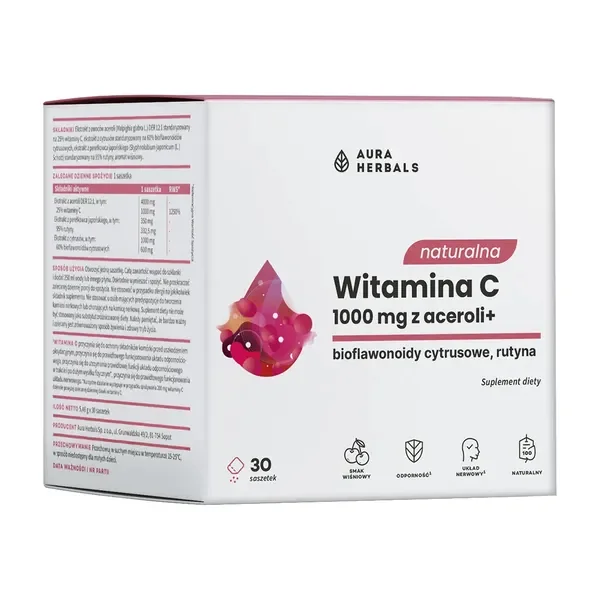 Witamina C 1000 mg z aceroli 30 saszetek [Aura Herbals] - Aura Herbals