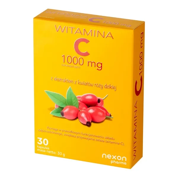 Witamina C 1000 mg z ekstraktem z kwiatów dzikiej róży 30 kapsułek [Nexon Pharma] - Nexon Pharma