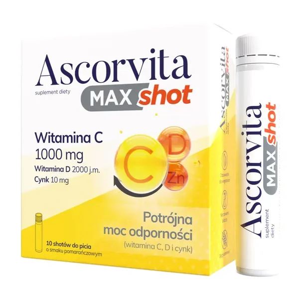 Witamina C 1000mg + Witamina D 50µg + Cynk 10mg 10 shotów [Ascorvita Max] - Ascorvita Max