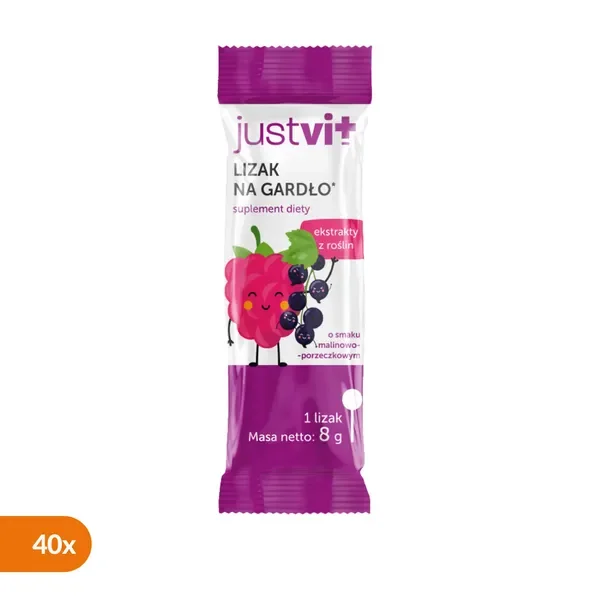 Witamina C 10mg lizaki malinowo-porzeczkowe 40 szt [JustVit] - JustVit