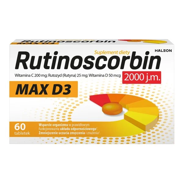 Witamina C 200mg + Rutyna 25mg + Witamina D3 50µg 60 tabletek [Rutinoscorbin] - Rutinoscorbin