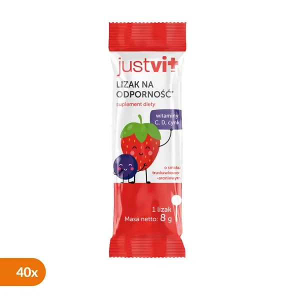 Witamina C 40mg lizaki truskawkowo-aroniowe 40 szt [JustVit] - JustVit