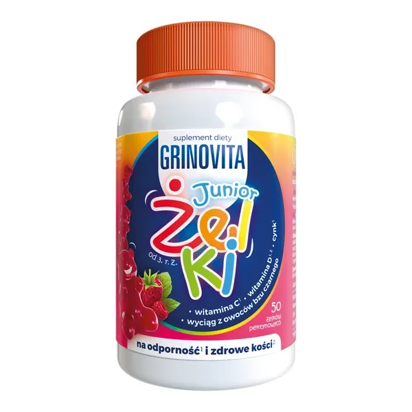 Witamina C 50mg + Witamina D 5µg + Cynk 1,5mg żelki 50 szt. [Grinovita Junior] - Grinovita Junior