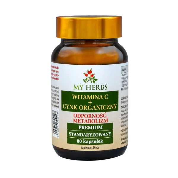 Witamina C + Cynk Organiczny 550mg + 15mg 80 kapsułek [Bio Herbs] - Bio Herbs