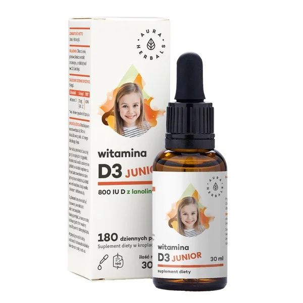 Witamina D3 20 µg (800 IU) krople 30 ml [Aura Herbals] - Aura Herbals