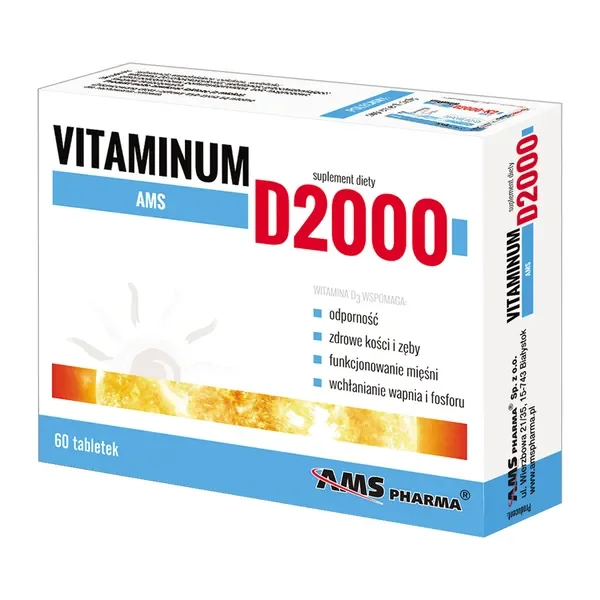 Witamina D3 2000 IU 60 tabletek [AMS Pharma] - AMS Pharma
