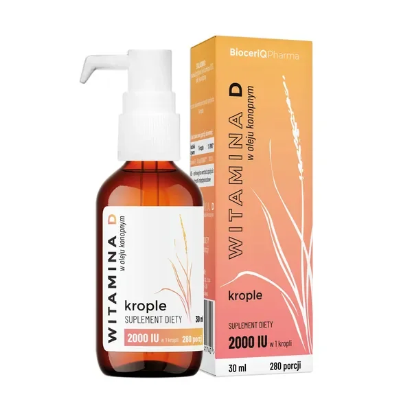 Witamina D3 2000 IU w oleju konopnym krople 30ml [BioceriQPharma] - BioceriQPharma