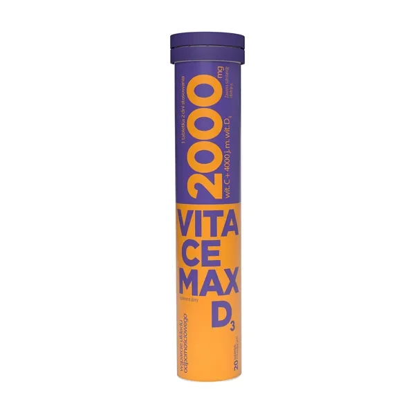 Witamina D3 2000 IU + Witamina C 1000 mg tabletki musujące 20 szt. [VitaCemax] - VitaCemax