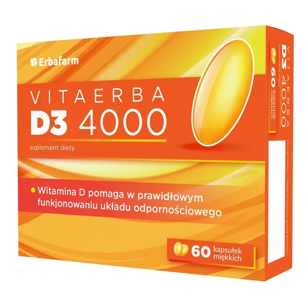 Witamina D3 4000 IU 60 kapsułek [Vitaerba] - Vitaerba