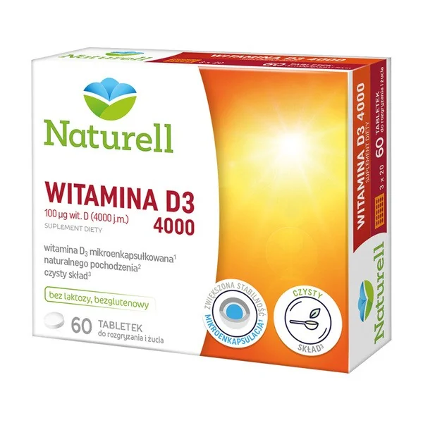 Witamina D3 4000 IU 60 tabletek [Naturell] - Naturell
