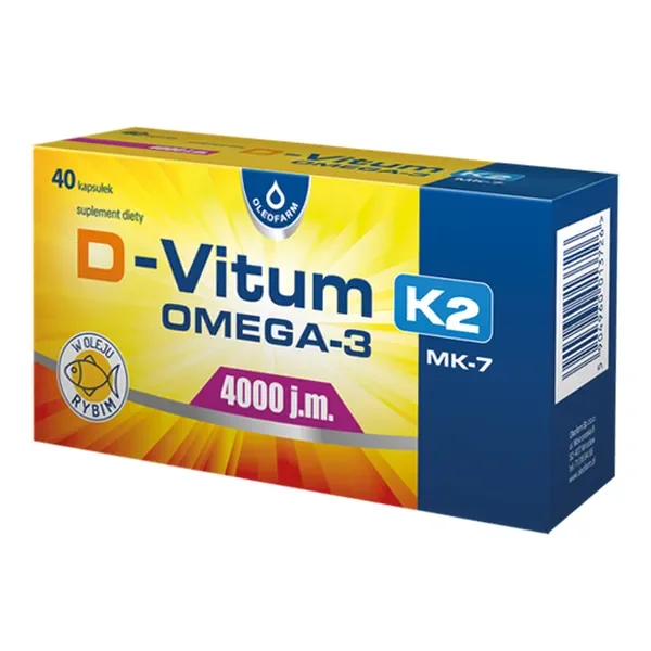 Witamina D3 4000 IU + K2 MK-7 + Omega-3 40 kapsułek [D-Vitum] - D-Vitum