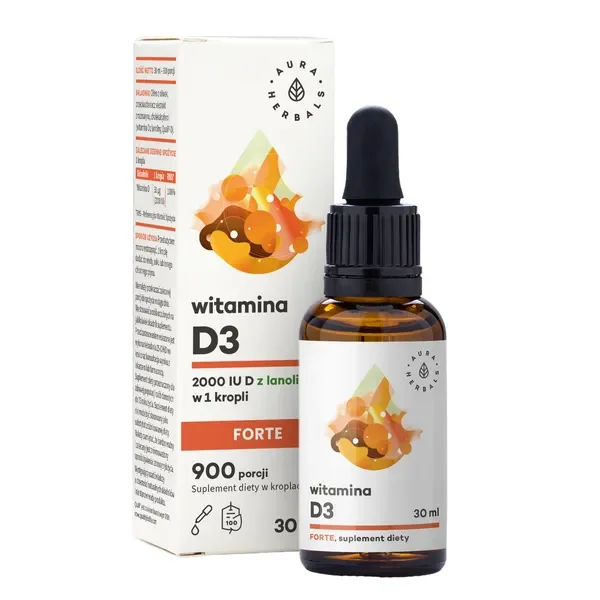 Witamina D3 50 µg (2000 IU) 30 ml [Aura Herbals] - Aura Herbals