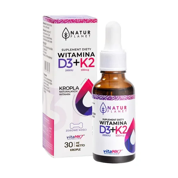 Witamina D3 50 µg + K2 100 µg krople 30 ml [Natur Planet] - Natur Planet