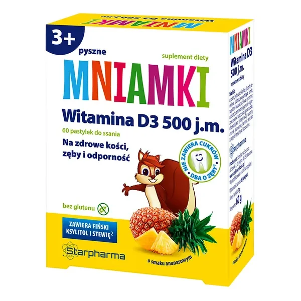 Witamina D3 500 IU 60 pastylki [Mniamki] - Mniamki