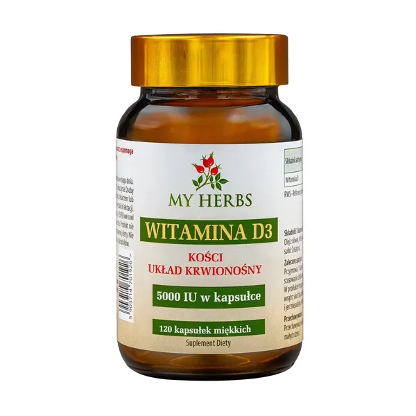 Witamina D3 5000 IU 120 kapsułek [My Herbs] - My Herbs
