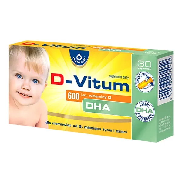 Witamina D3 600 j.m. + DHA 100 mg 30 kapsułek [D-Vitum] - D-Vitum