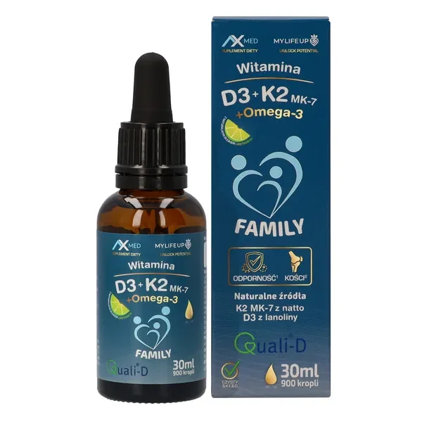 Witamina D3 + K2 + Omega 3 Family krople 30ml [Ax Med] - Ax Med