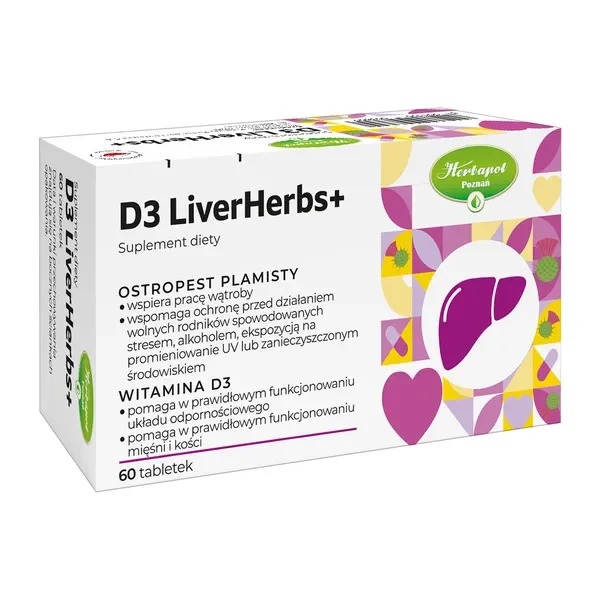 Witamina D3 + Ostropest plamisty 25 µg + 125 mg 60 tabletek [Herbs+] - Herbs+