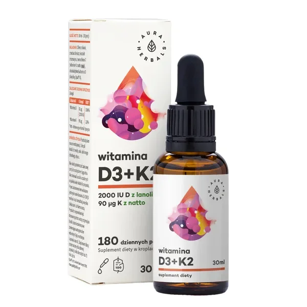 Witamina D3+K2 płyn 30ml [Aura Herbals] - Aura Herbals