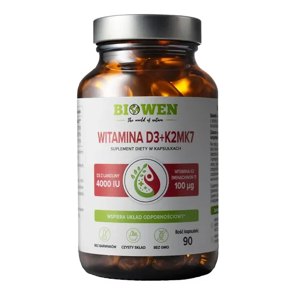 Witamina D3+K2MK7 4000 IU + 100 µg 90 kapsułek [Biowen] - Biowen