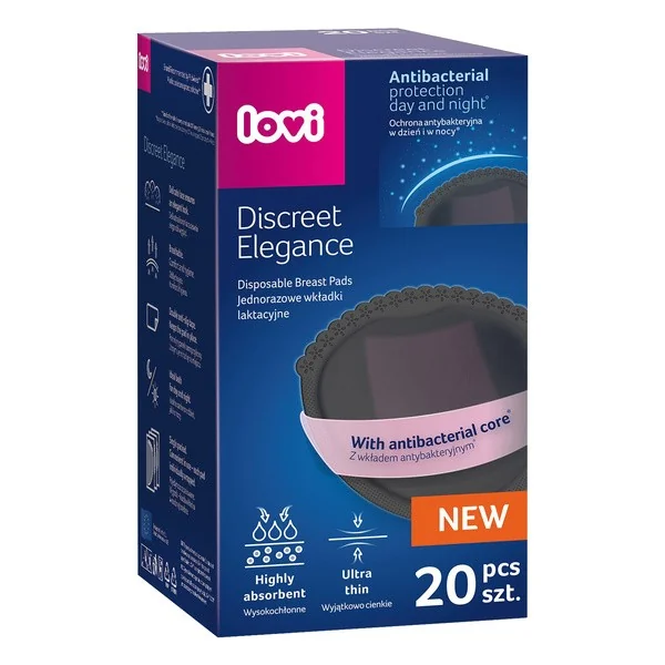 Wkładki laktacyjne antybakteryjne Discreet Elegance czarne 20 szt. [Canpol Lovi] - Canpol