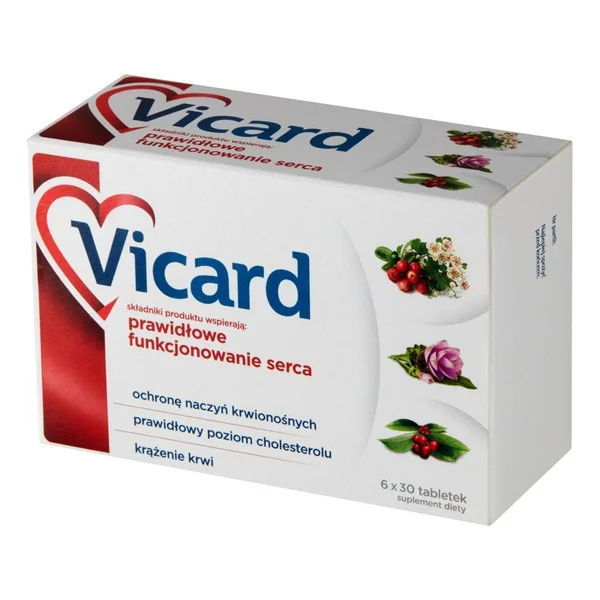 Wyciąg z głogu 45mg + Wyciąg z ostryżu długiego 20mg + Wyciąg z mate 20mg 180 tabletek [Vicard] - Vicard