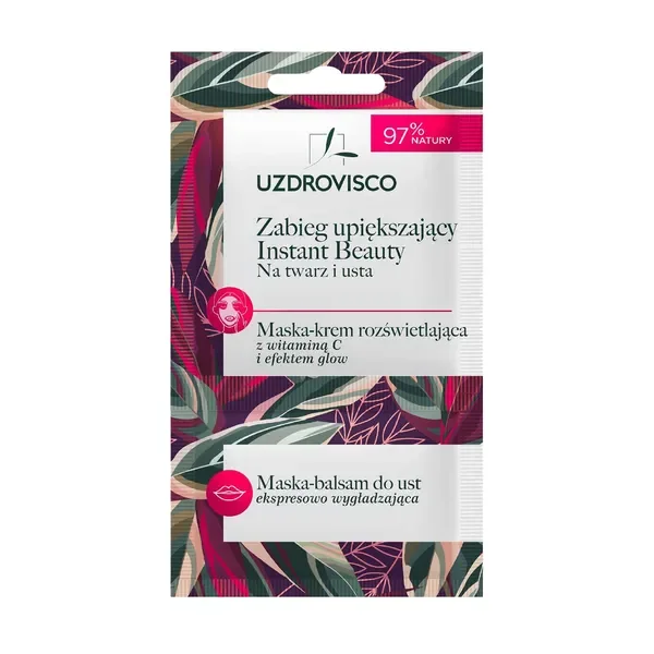 Zabieg upiększający Instant Beauty maska-krem rozświetlająca + maska-balsam do ust 8ml [Uzdrovisco] - Uzdrovisco