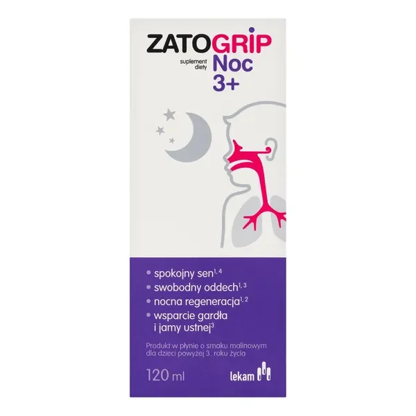 Zatogrip Noc 3+ płyn malinowy 120ml [Zatogrip] - Zatogrip