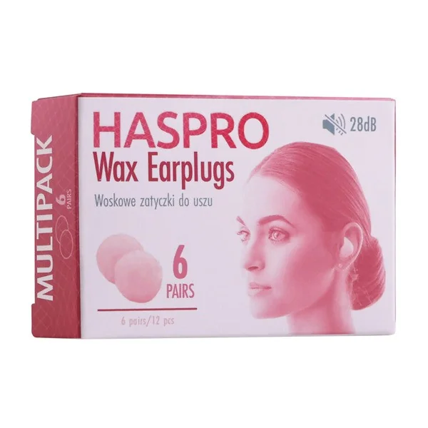 Zatyczki do uszu woskowe 6 par [Haspro] - Haspro